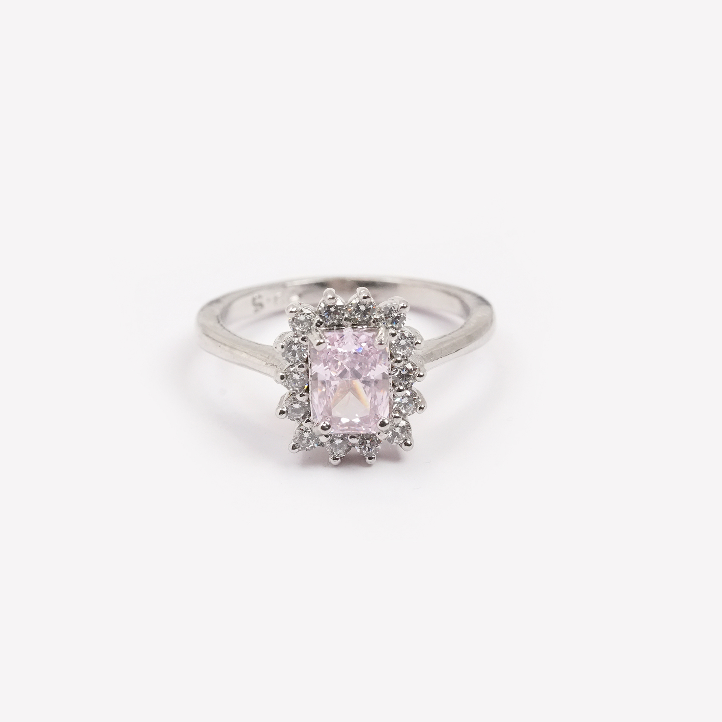 Blush Aura Halo Silver Ring