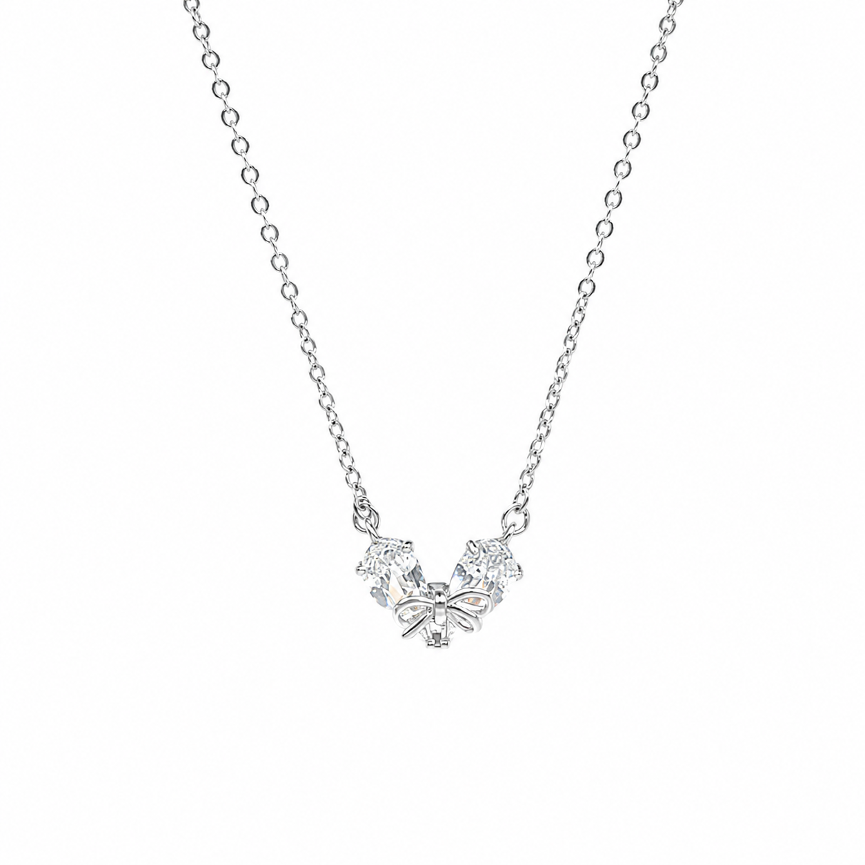 Crystal Wing Silver Necklace