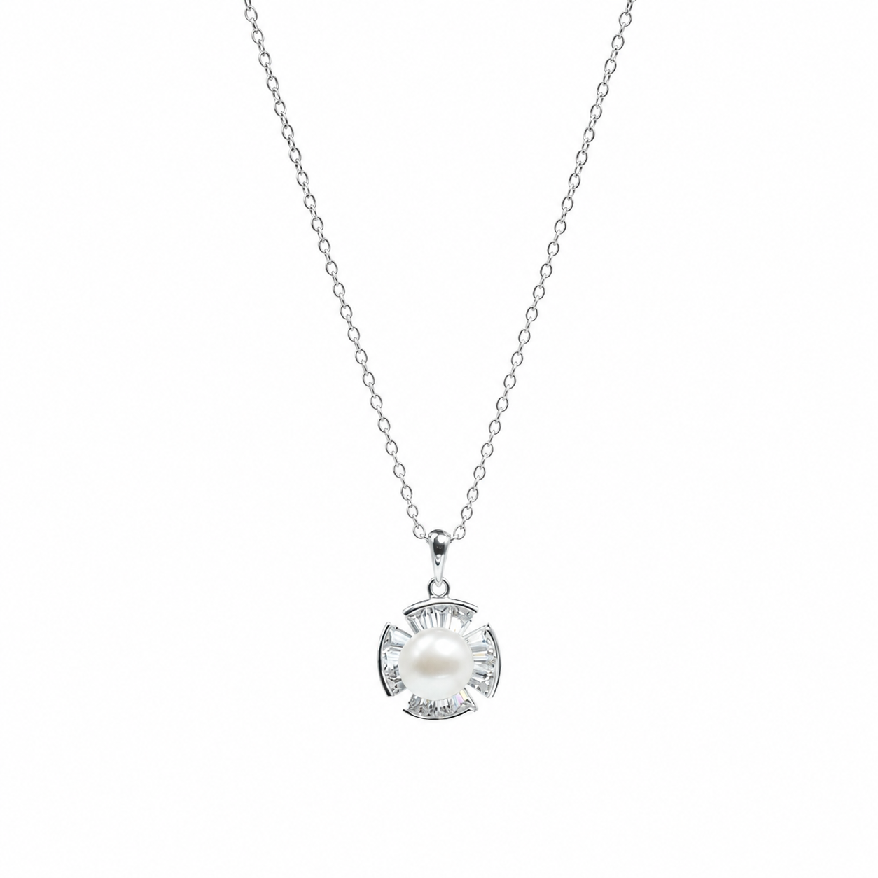 Pearl Bloom Silver Necklace
