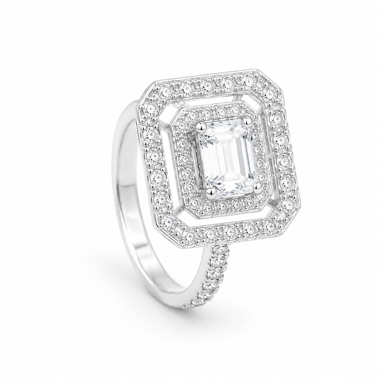 Regal Emerald Silver Ring