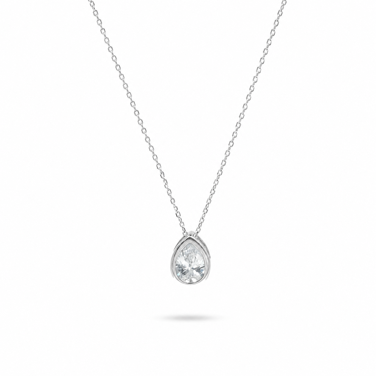 Crystal Teardrop Silver Necklace