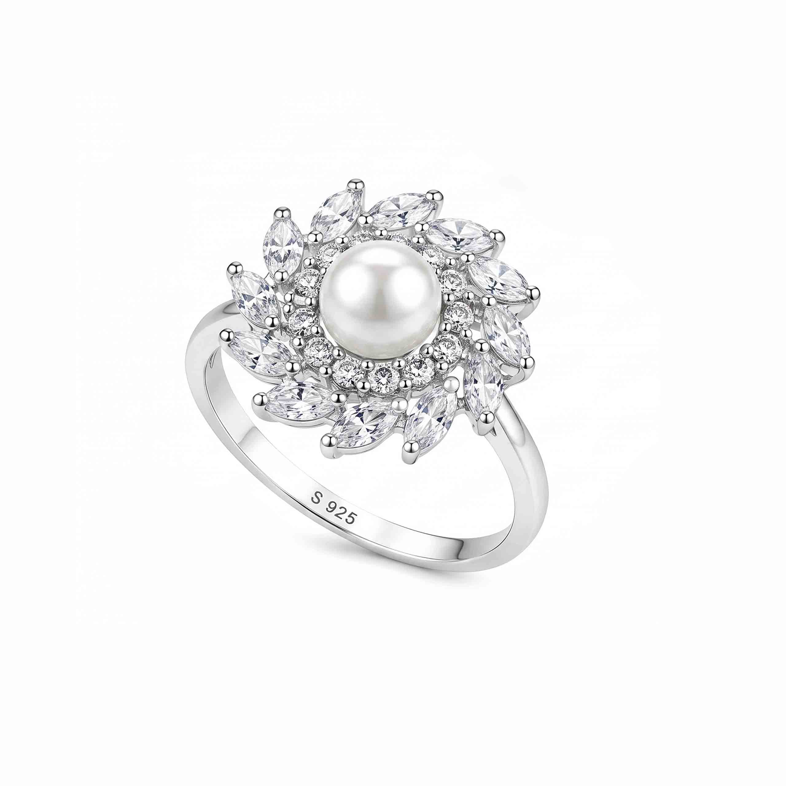 Pearl Bloom Silver Ring