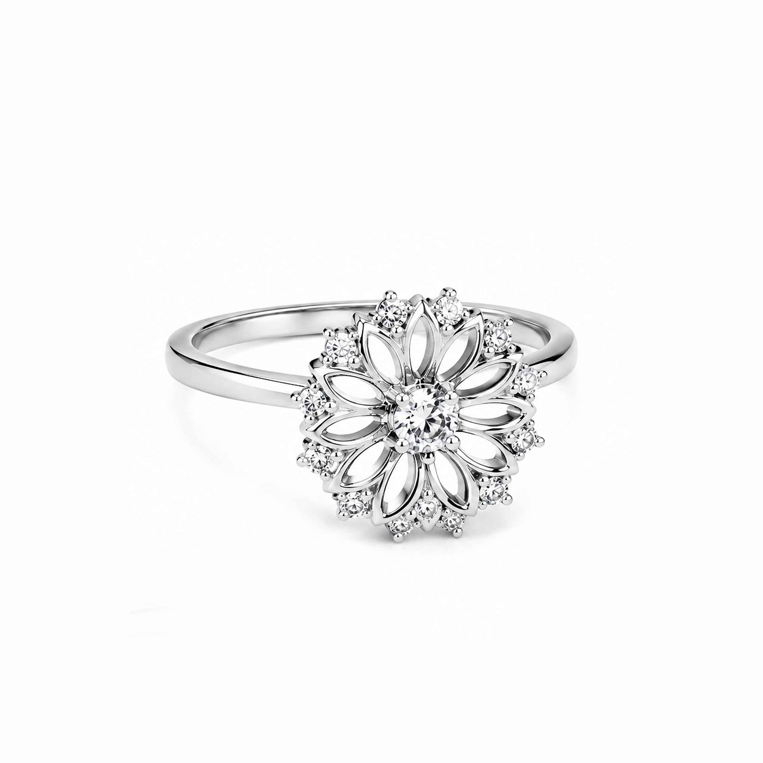 Floral Cluster Silver Ring
