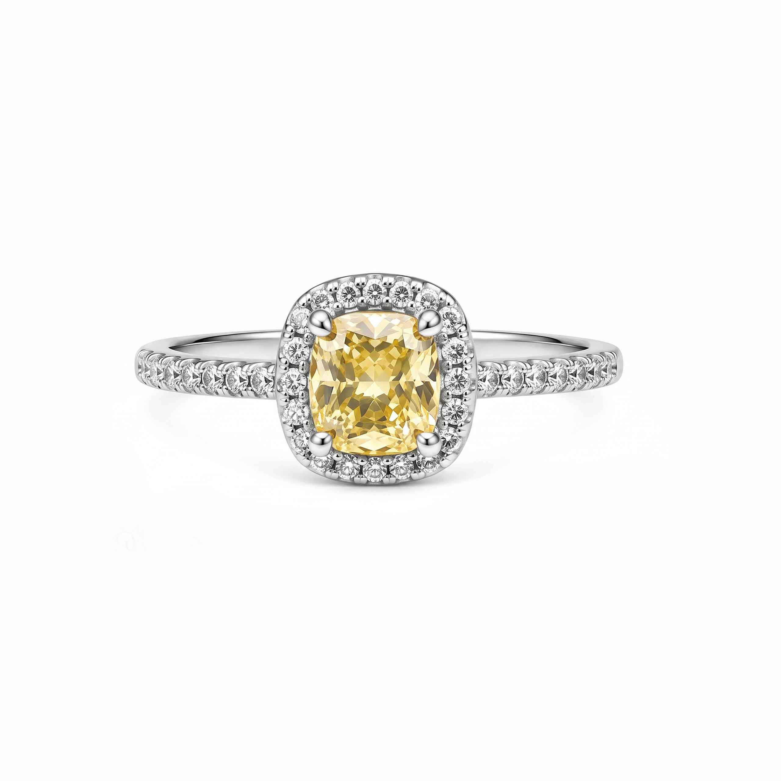 Yellow Diamond Silver Ring