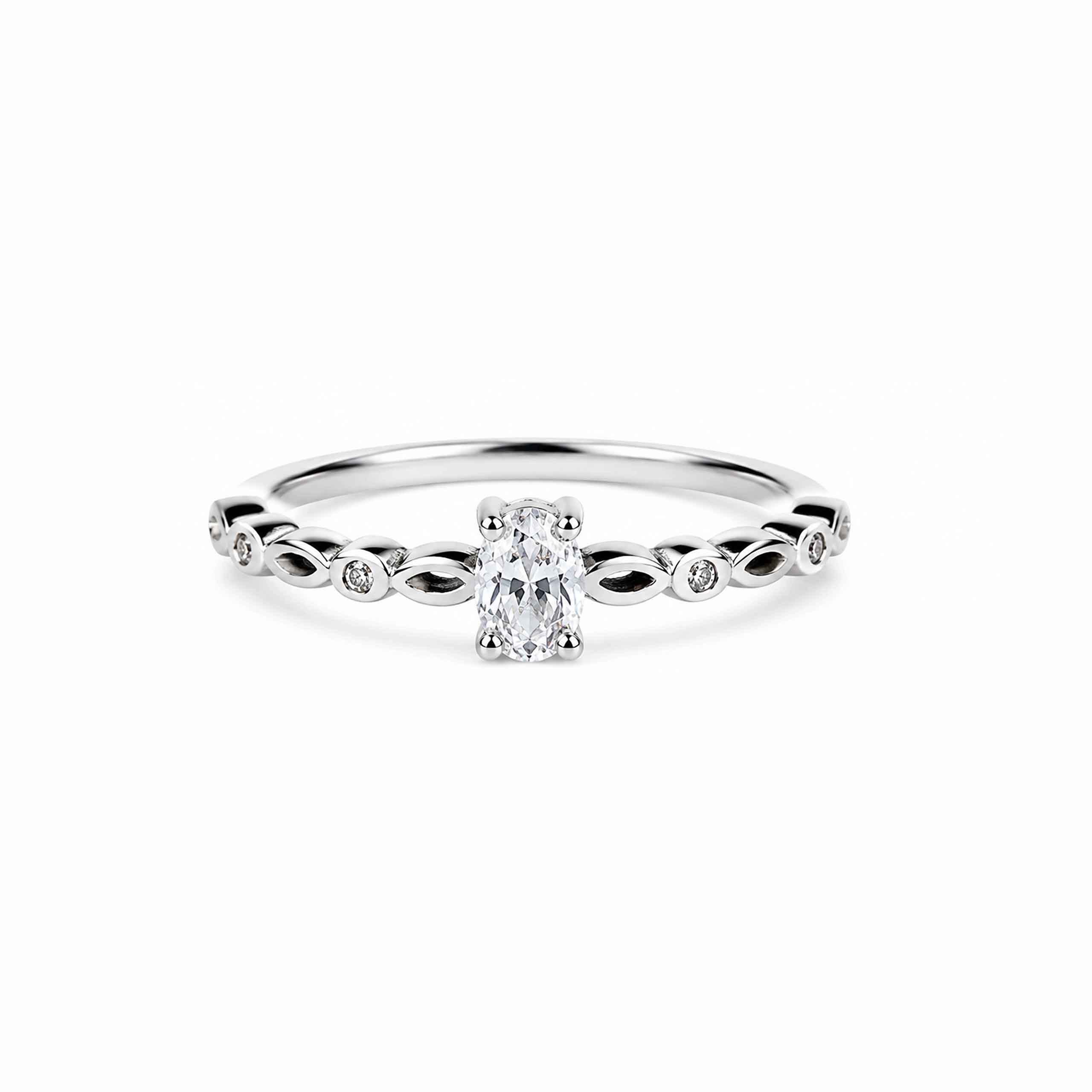 Beaded Solitaire Silver Ring