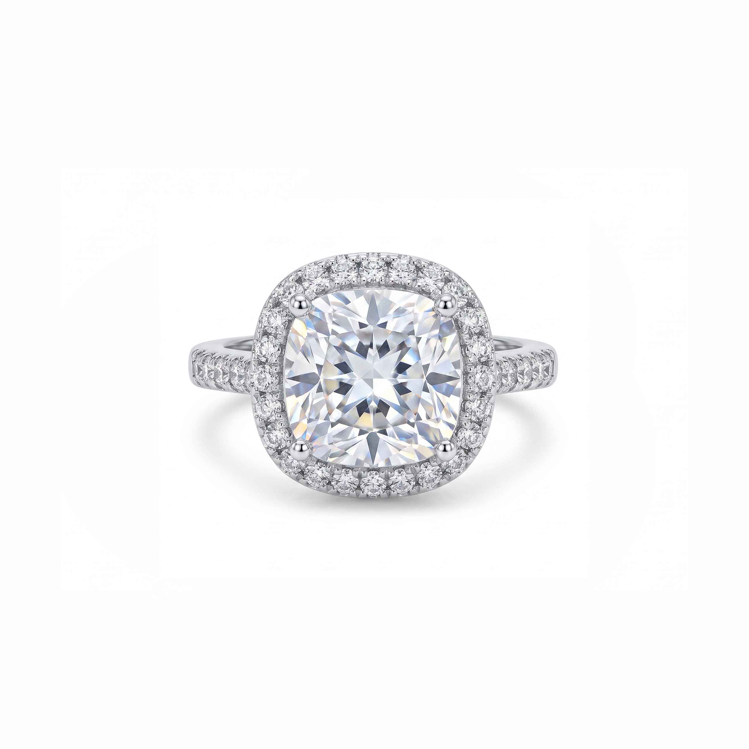 Vintage Cushion Cut Diamond Silver Ring
