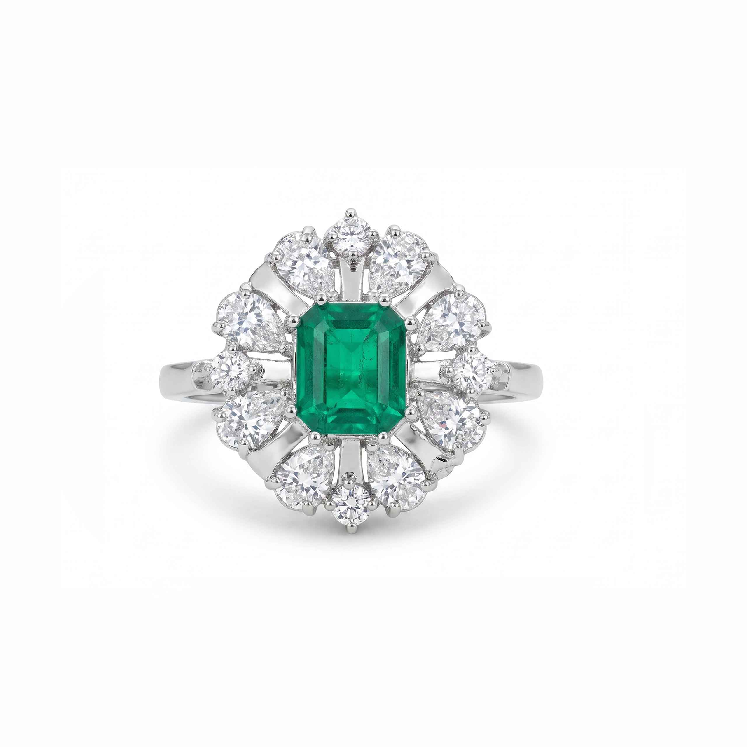 Elysian Emerald Silver Ring