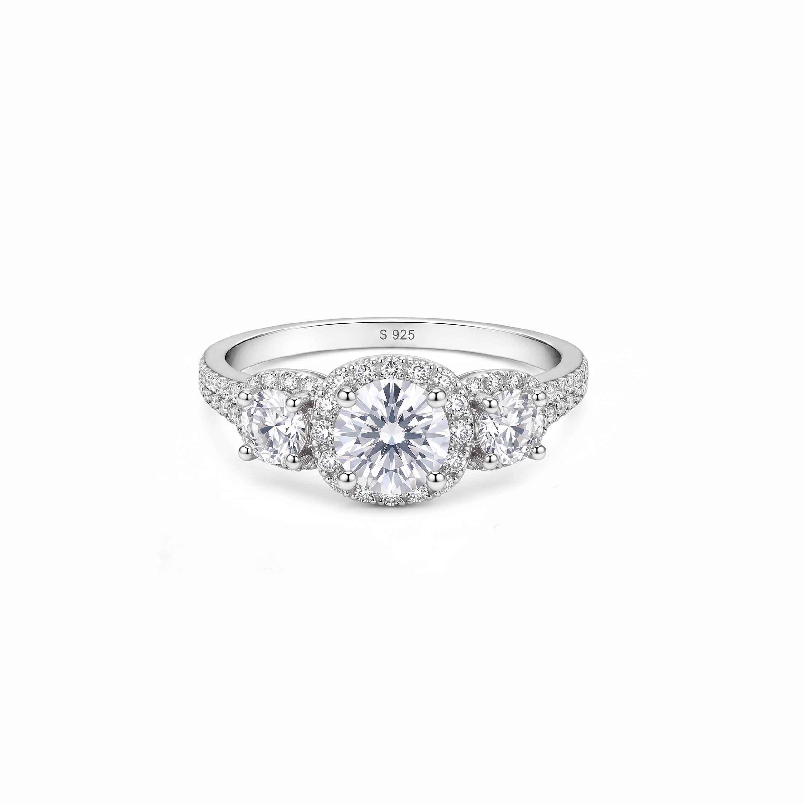 Oval Halo Silver Engagement Ring