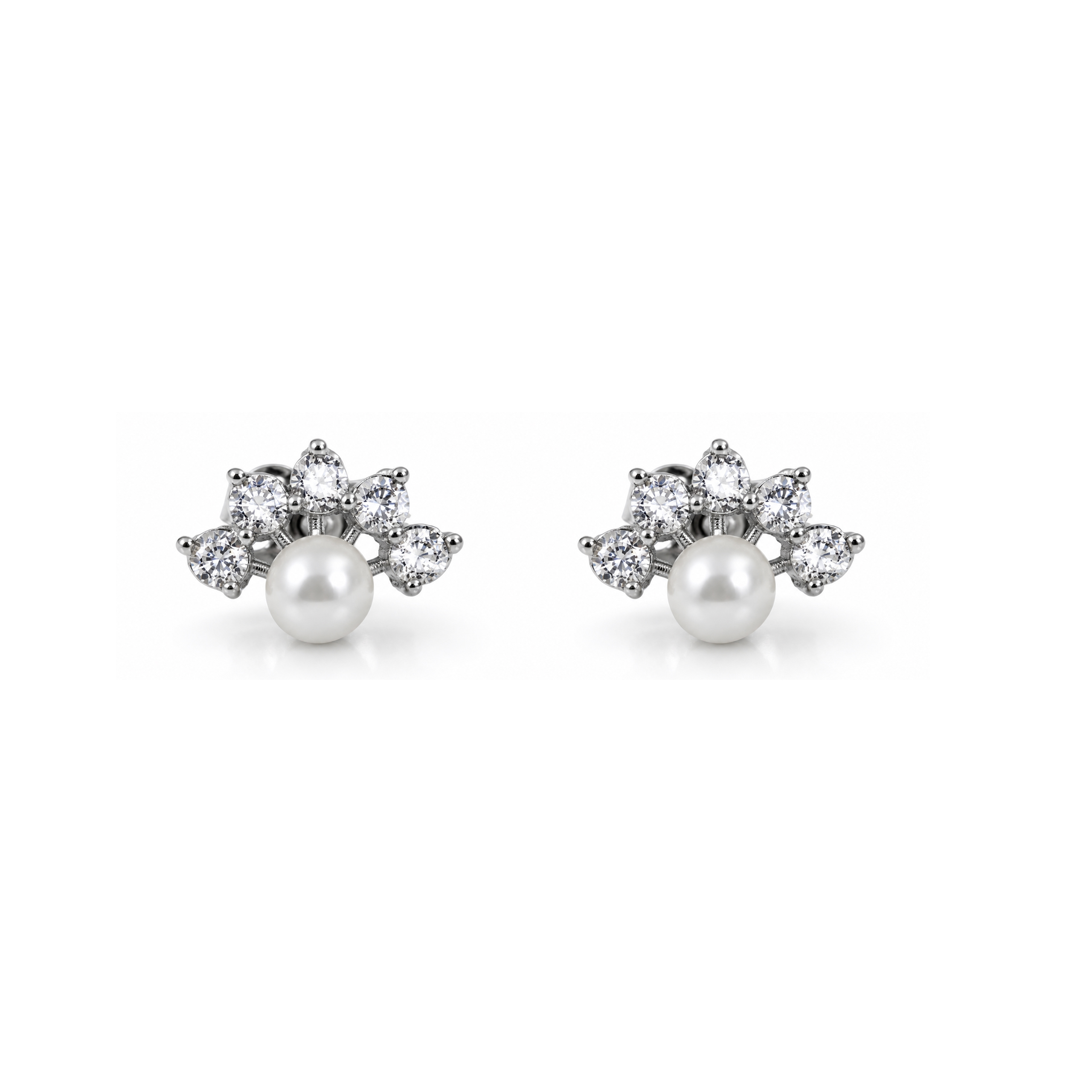 Pearl Sparkle Silver Earrings