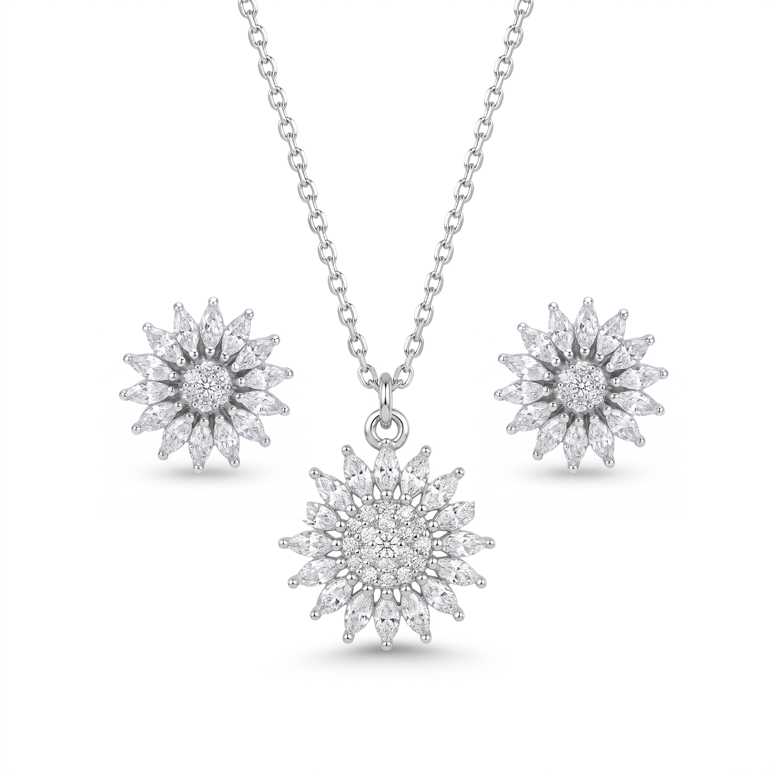 Radiant Sun Silver Pendant Set
