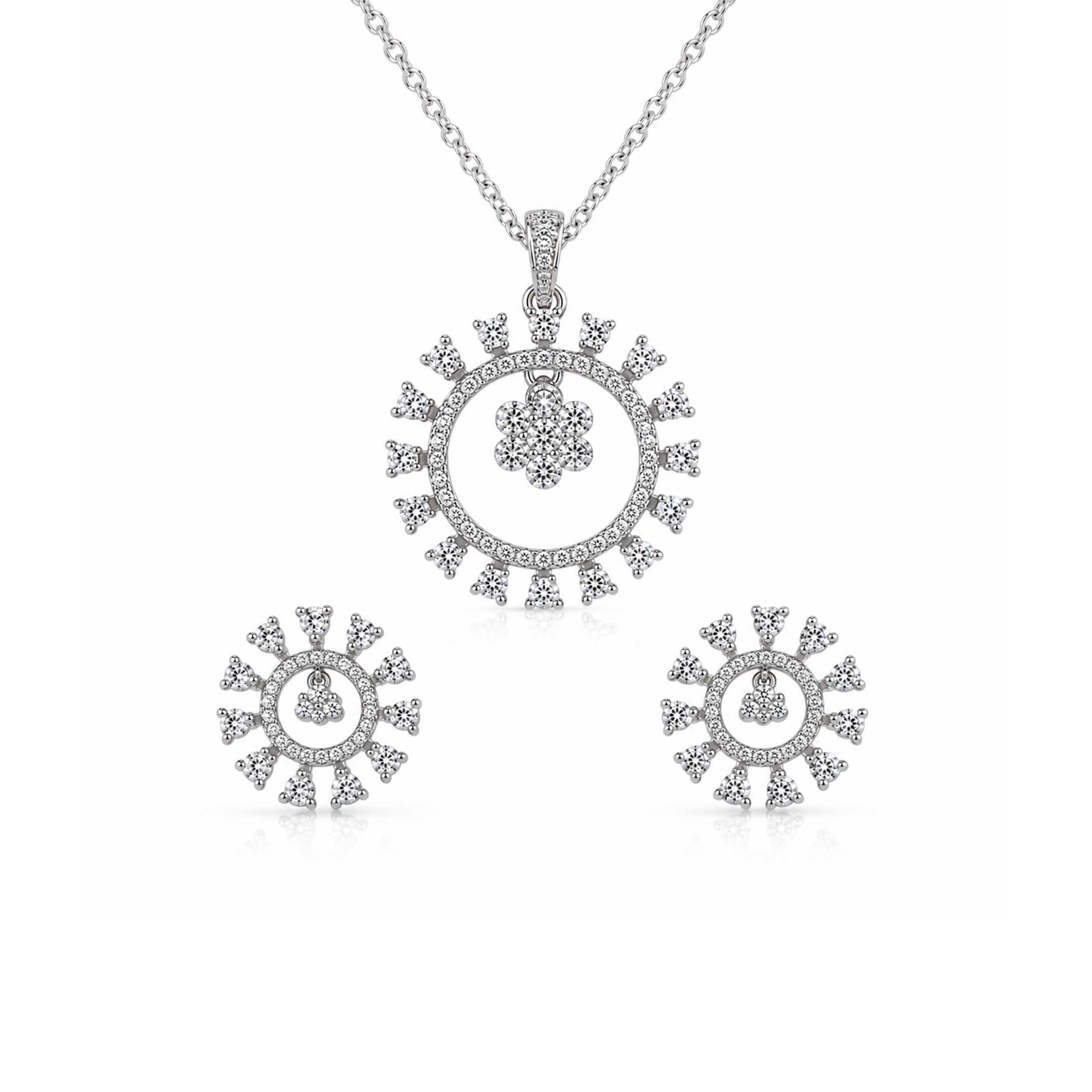Celestial Circle Silver Pendant Set