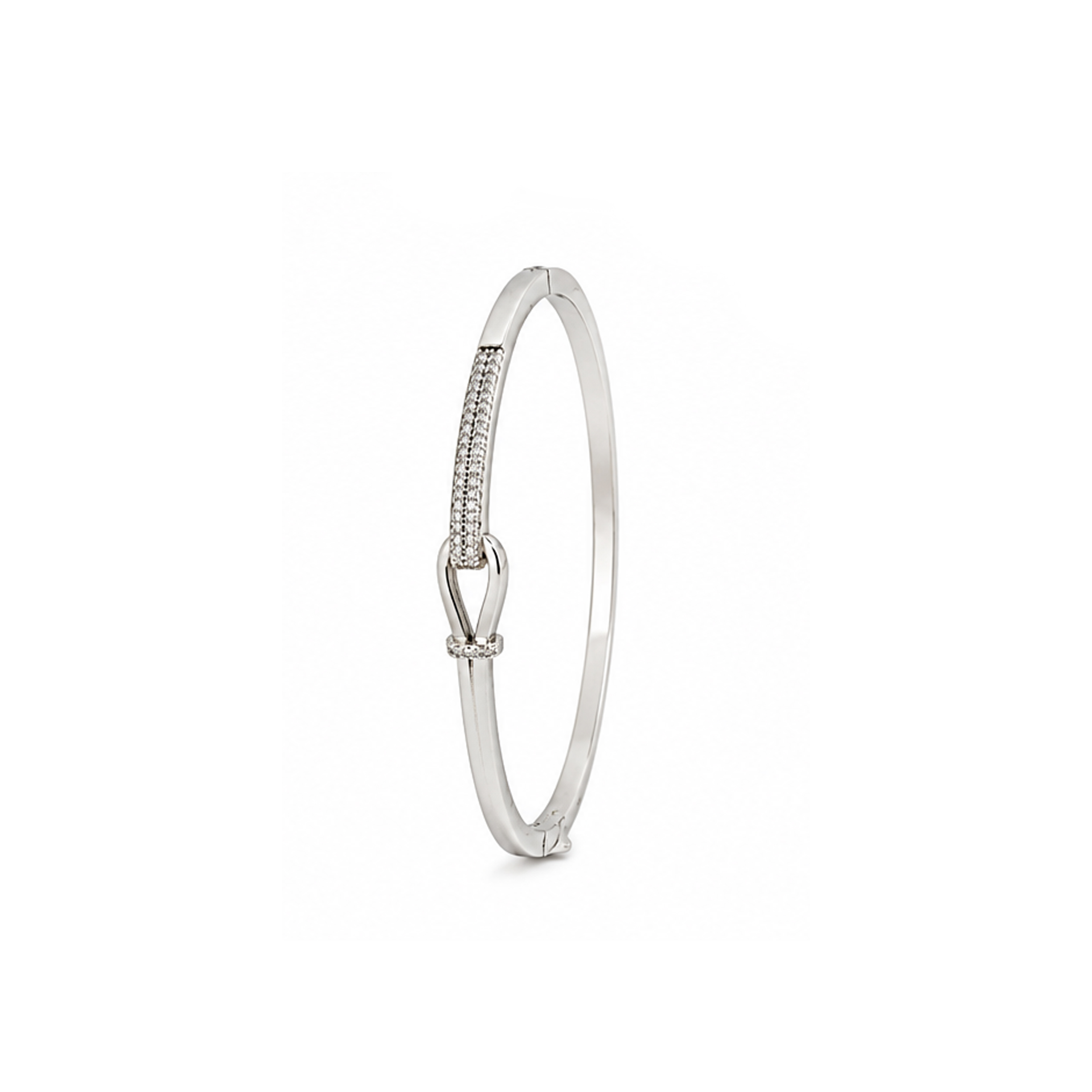 Elegant Pavé Loop Silver Bracelet