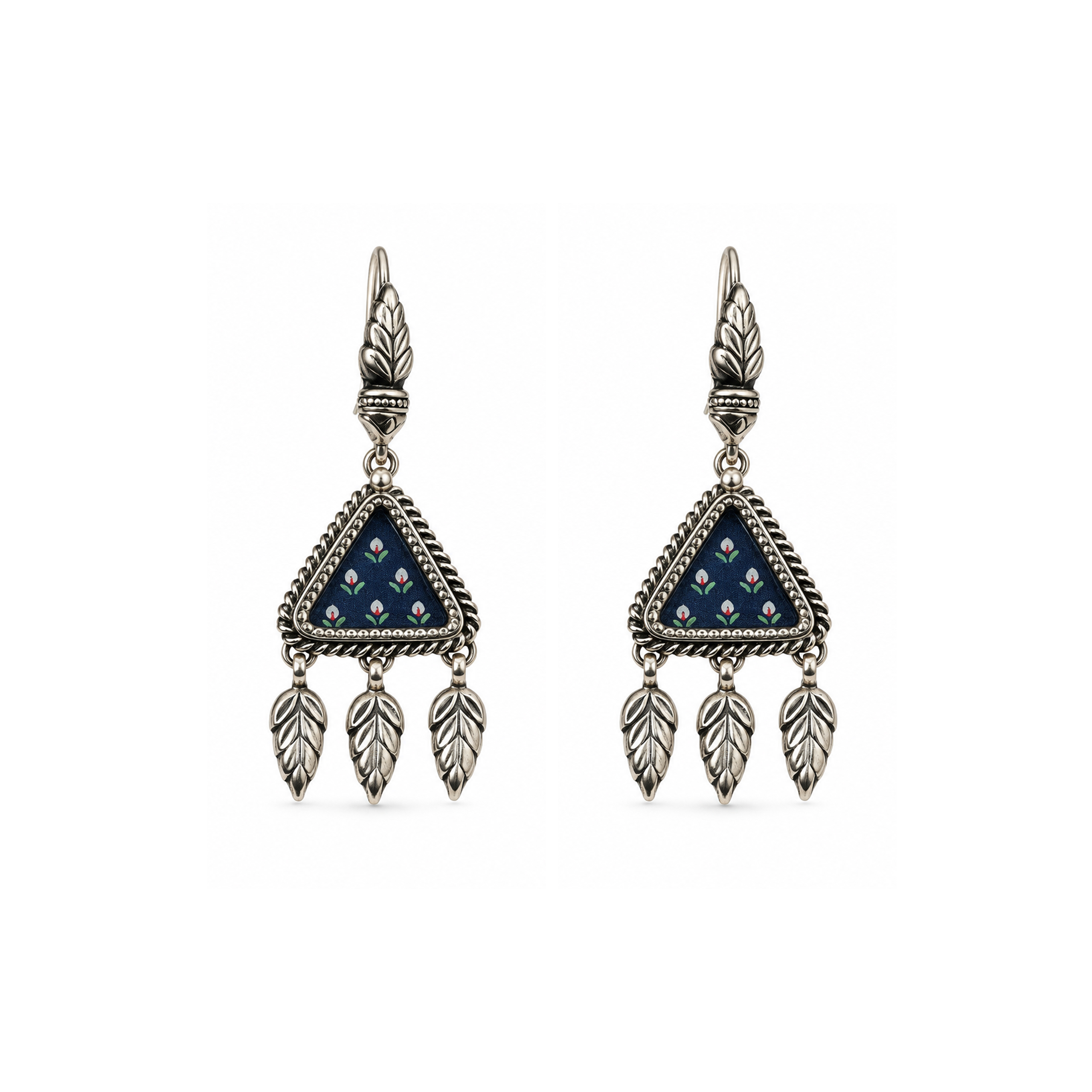Blue Triangle Earrings