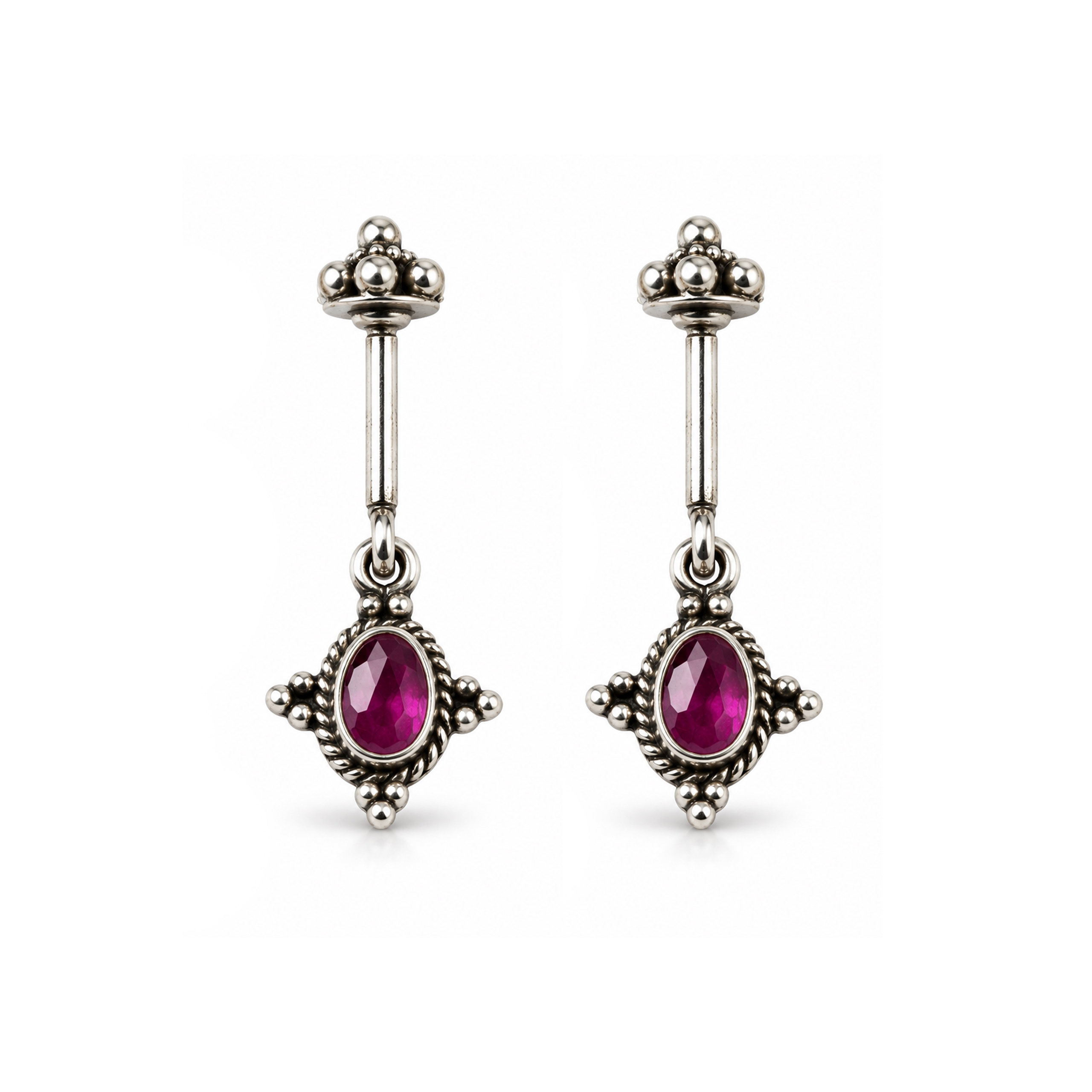 Ruby Stone Drop Earrings