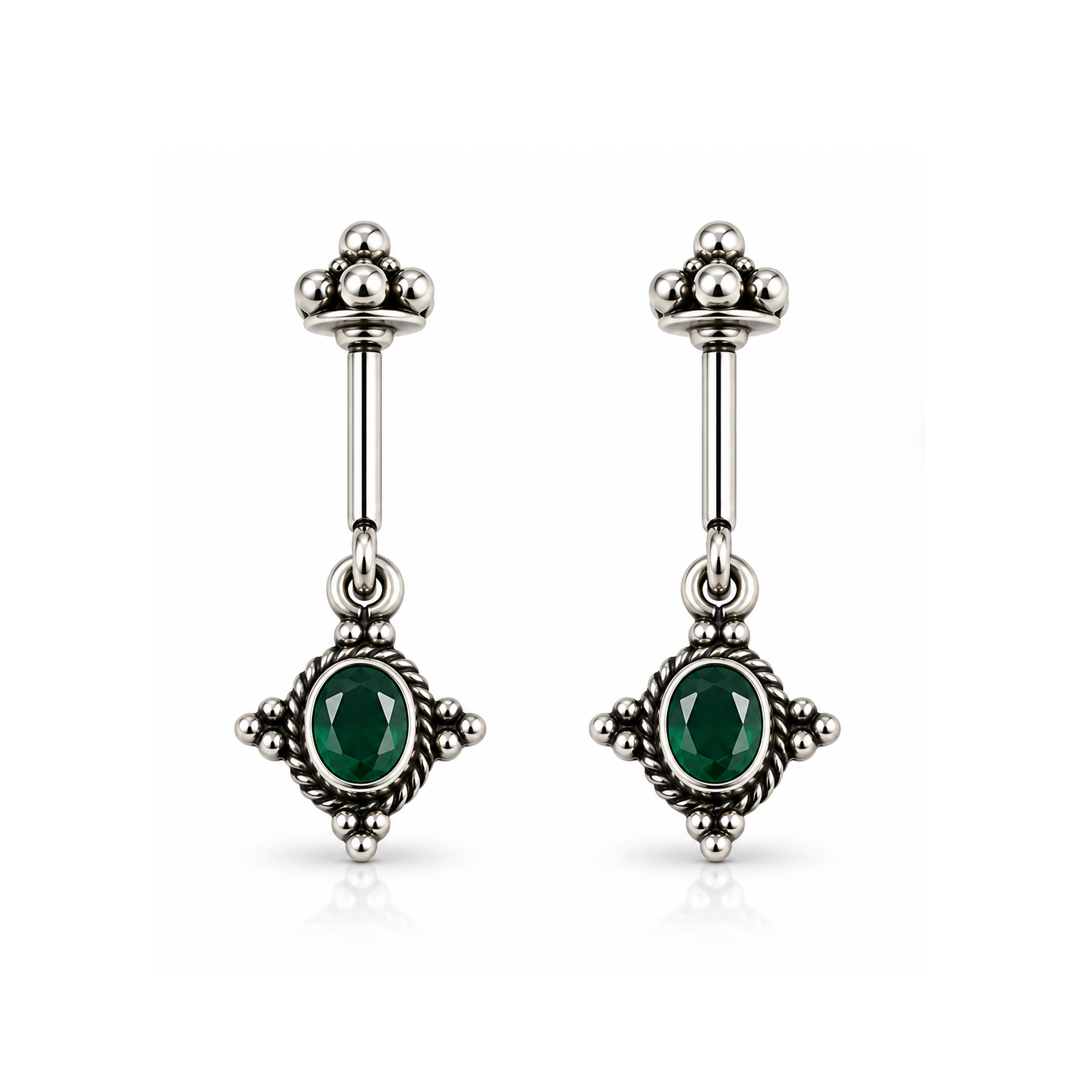 Green Stone Drop Earrings