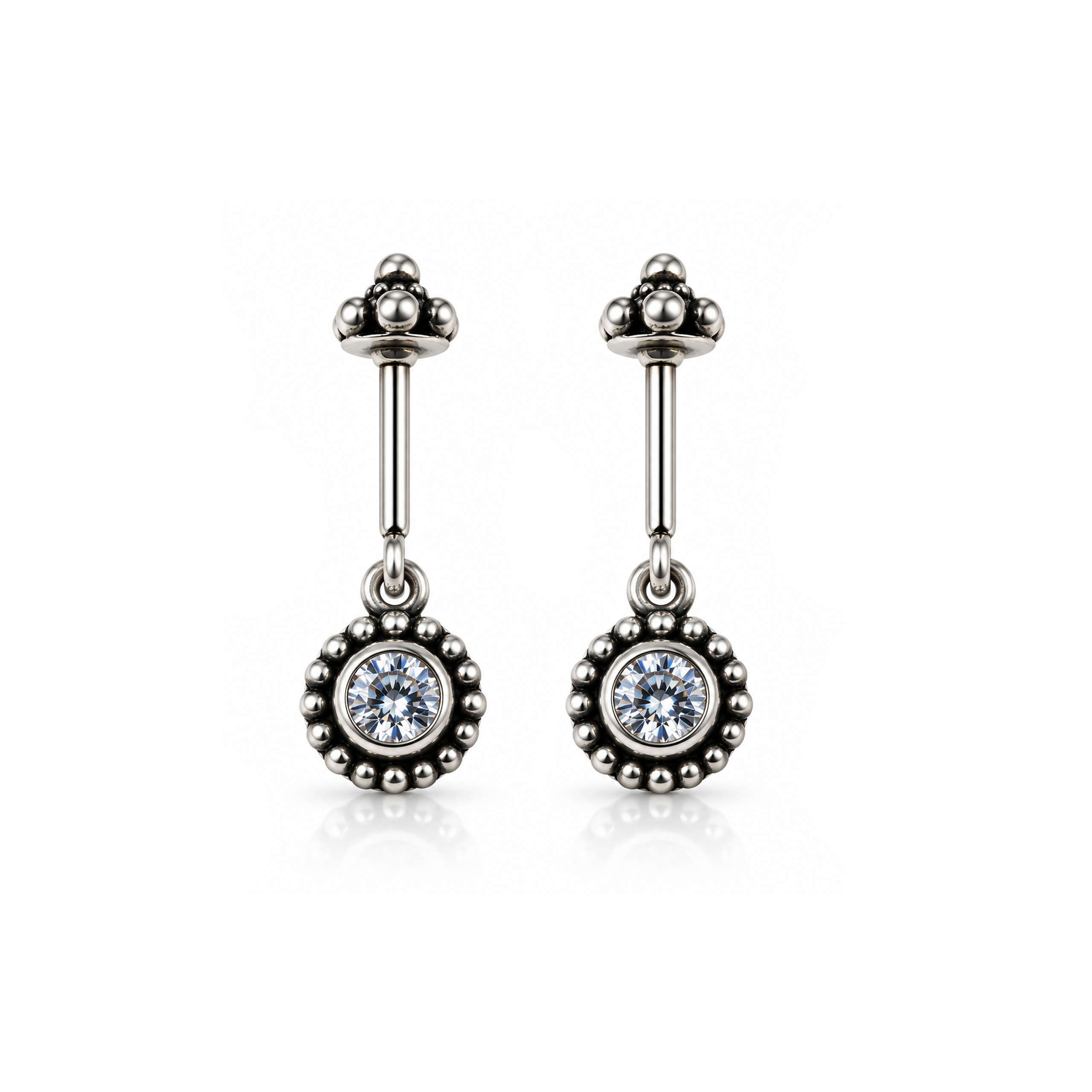 Clear Stone Circular Earrings