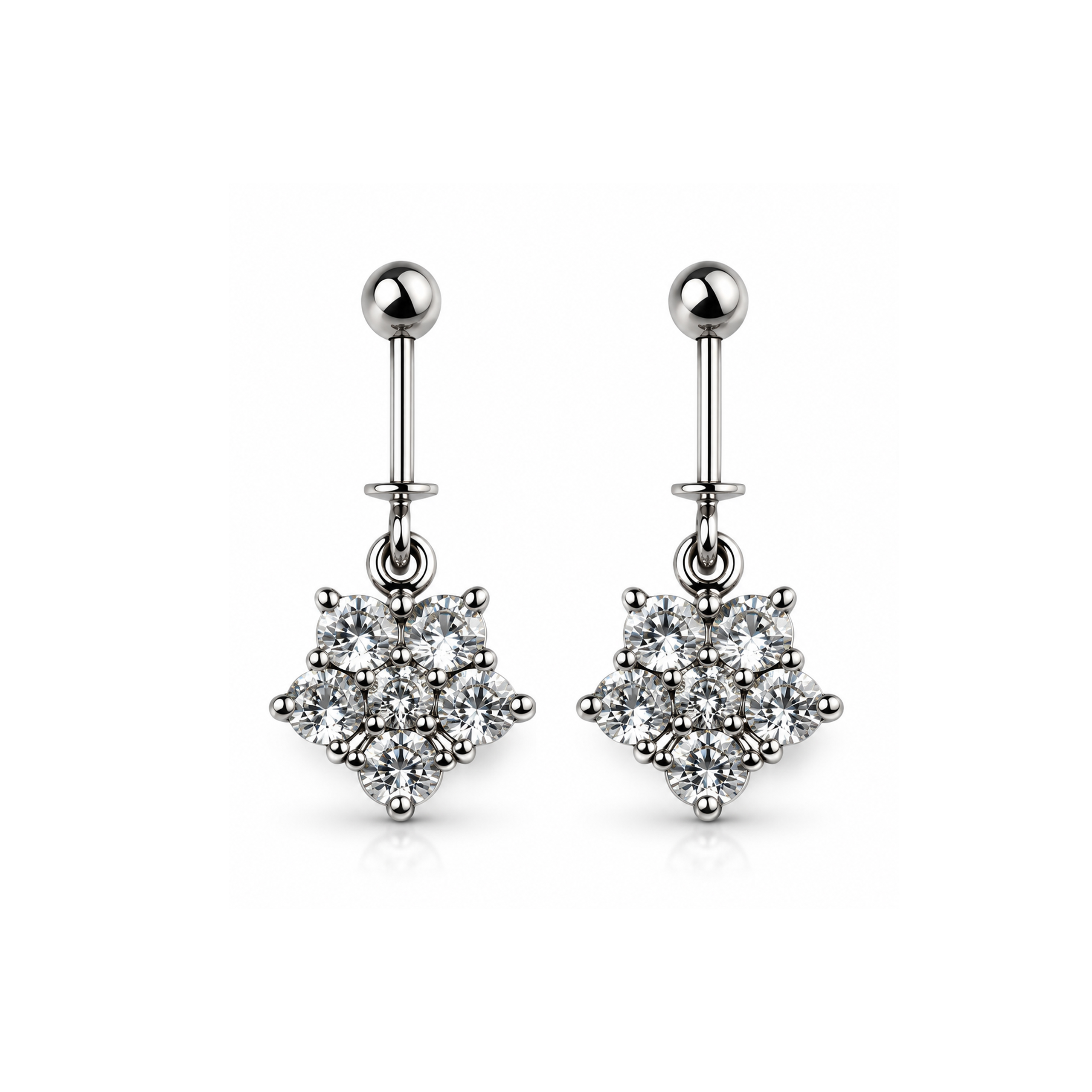 Ornate Silver Cluster Earrings