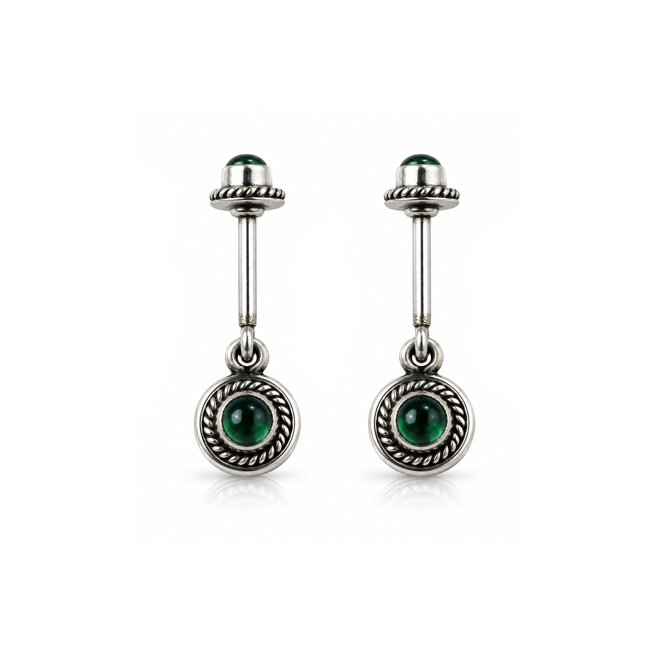 Green Round Stone Earrings