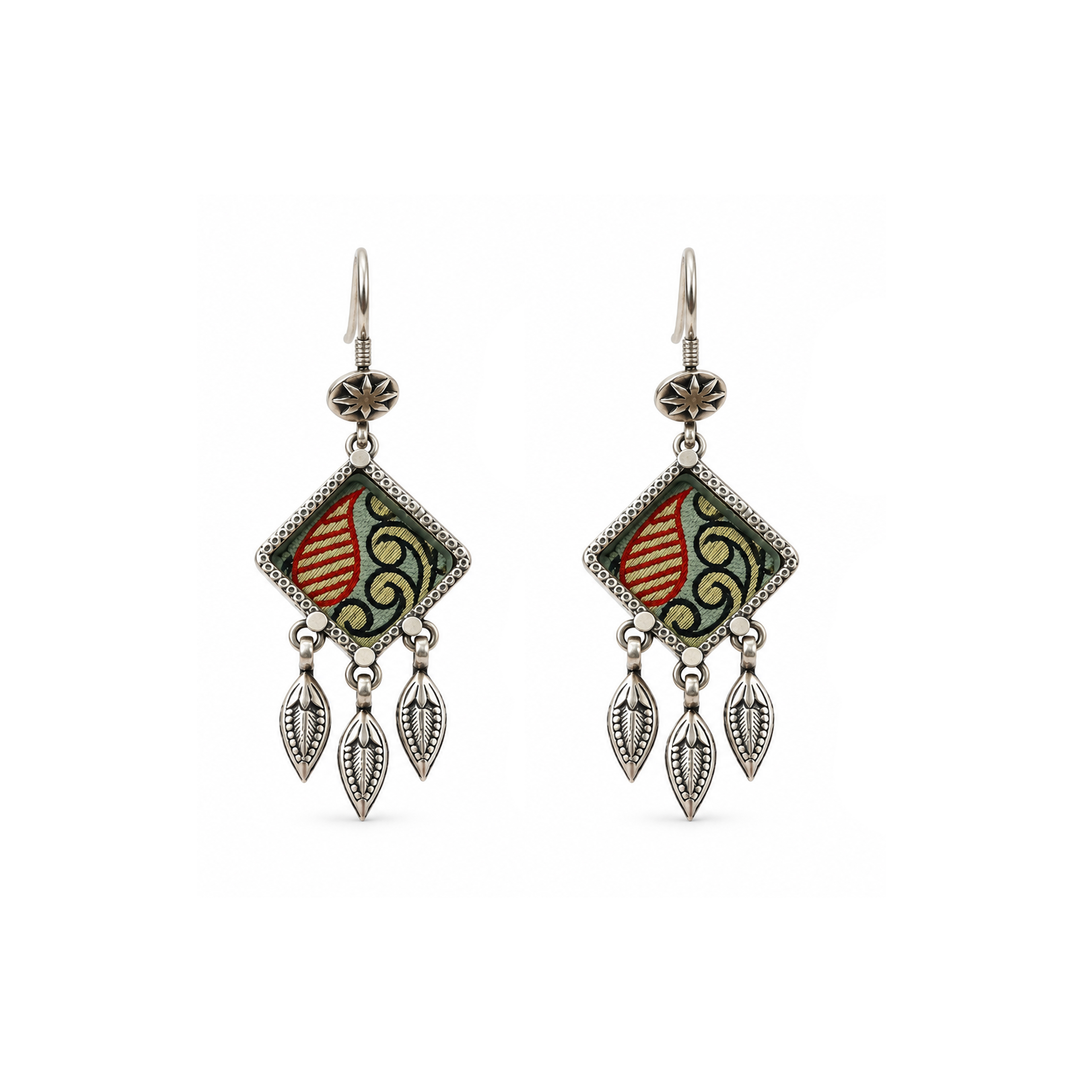Multicolor Square Drop Earrings