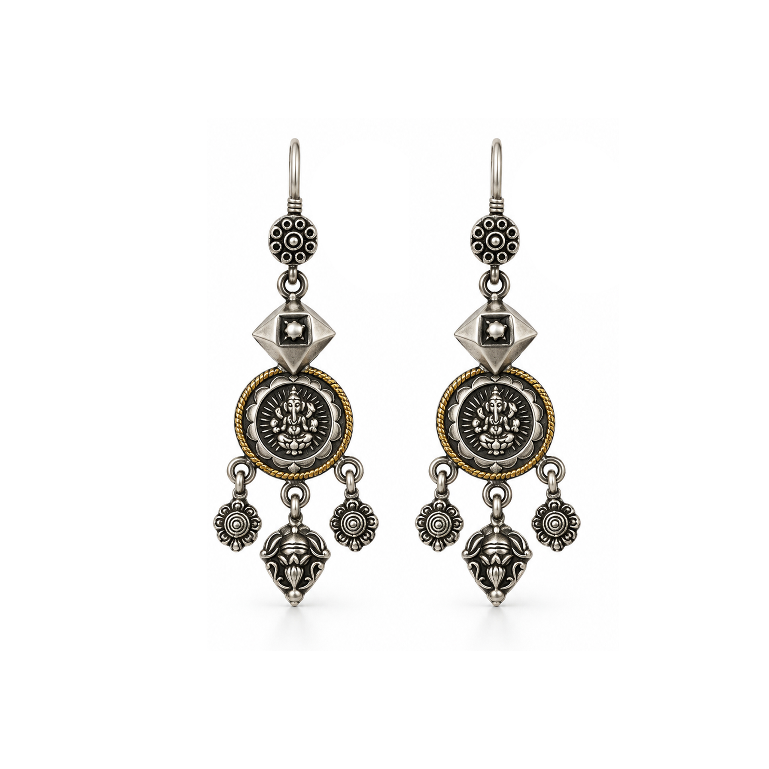 Coin Motif Drop Earrings