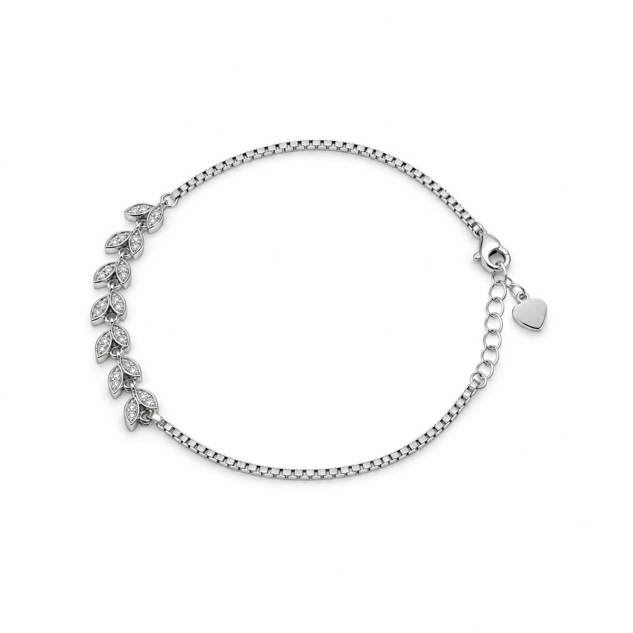 Square Halo Delicate Silver Bracelet